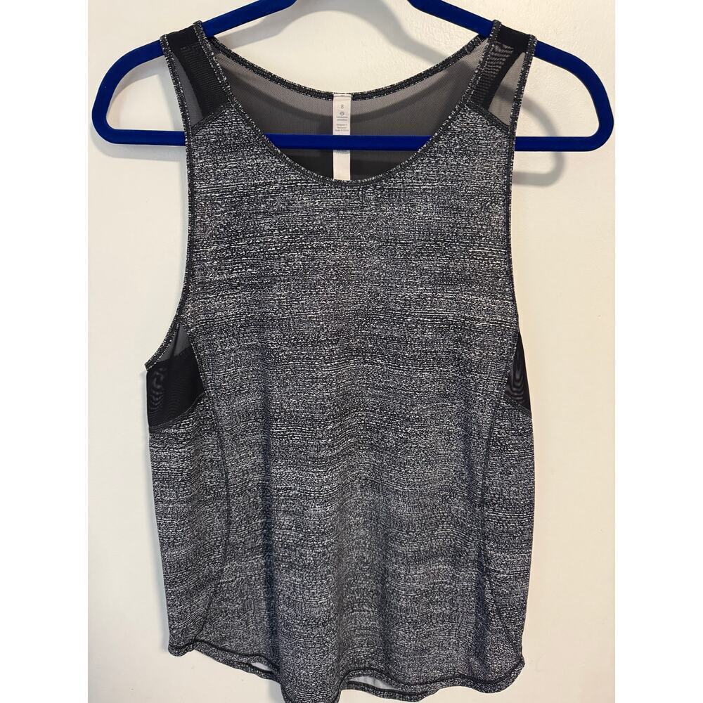 Lululemon‎ 8 Sculpt Tank II Salt Alpine black mesh Racerback
